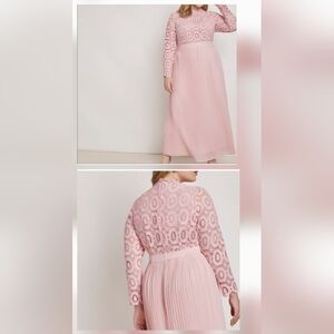 Eloquii Women's Plus Size, Blush Pink Lace, Long, Maxi Dress Sz 26